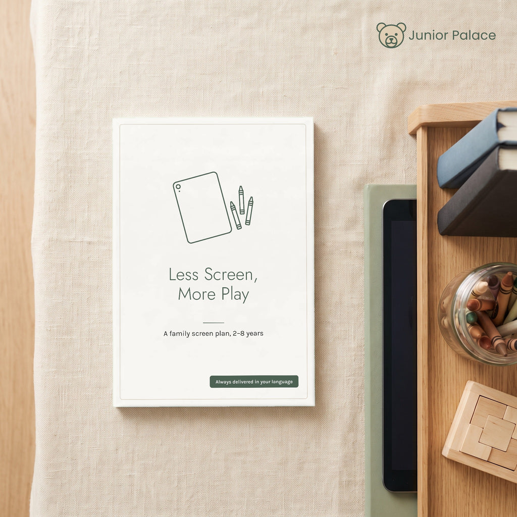 Less Screen, More Play e-book cover mockup, always delivered in your language