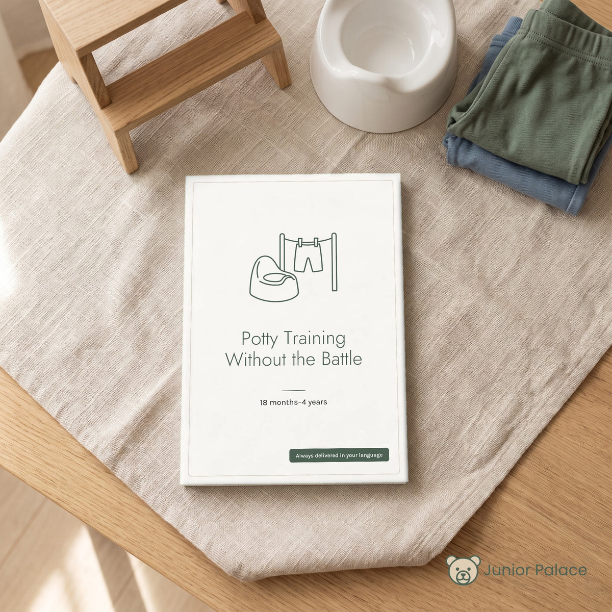 Potty Training Without the Battle e-book cover mockup, always delivered in your language
