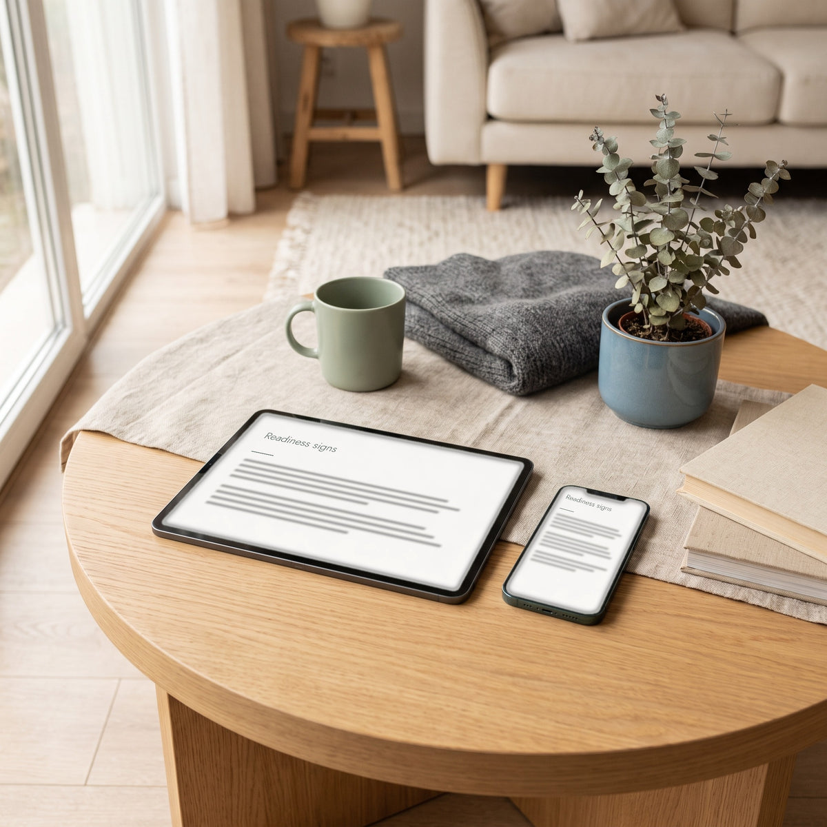 Potty Training Without the Battle e-book shown on a tablet and a phone