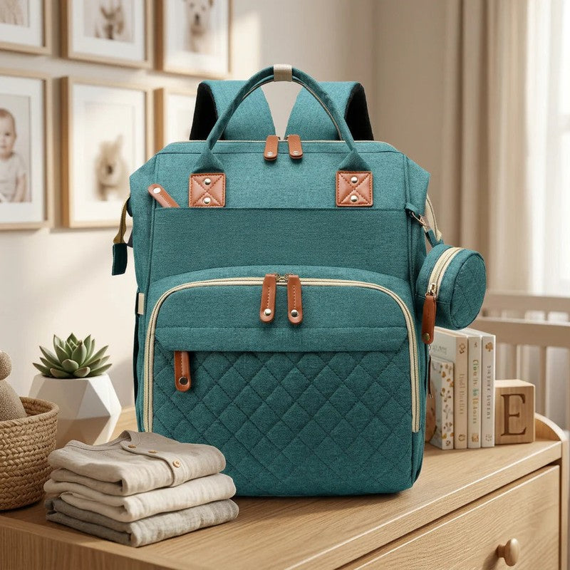 3-in-1 Diaper Backpack with Foldable Baby Bed - Multiple Compartments