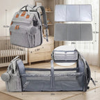 3-in-1 Diaper Backpack with Foldable Baby Bed - Multiple Compartments