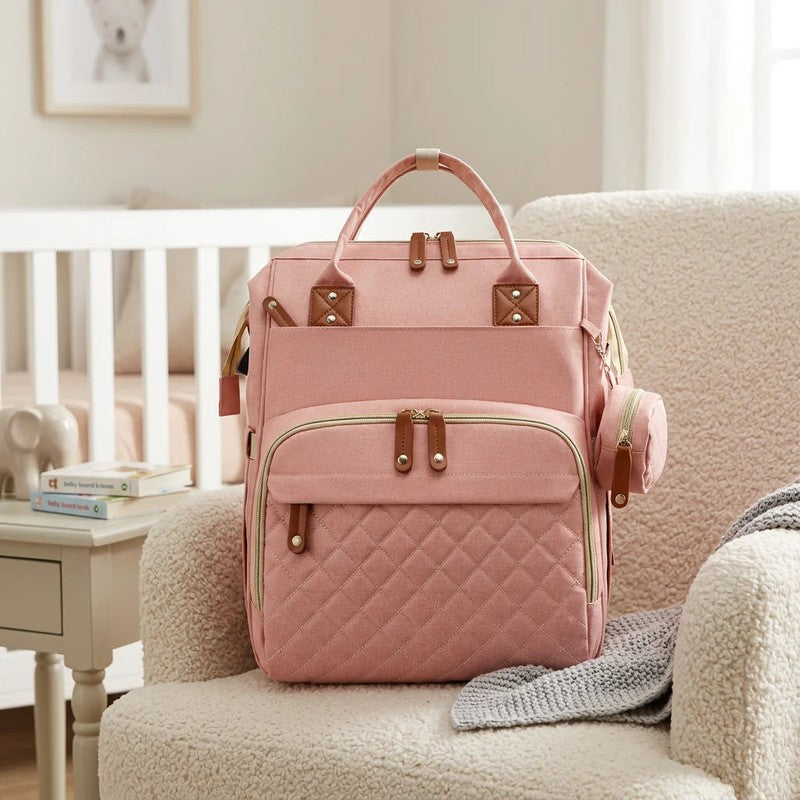 3-in-1 Diaper Backpack with Foldable Baby Bed - Multiple Compartments