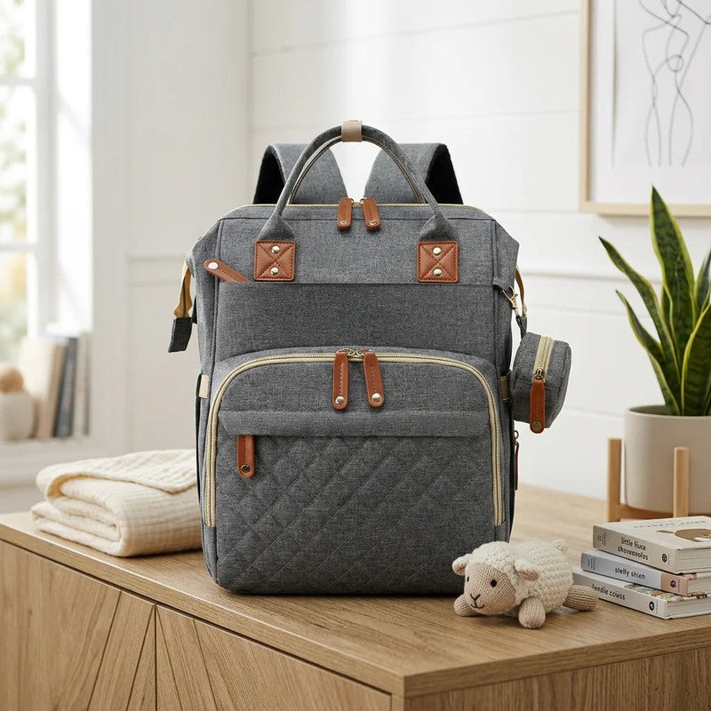 3-in-1 Diaper Backpack with Foldable Baby Bed - Multiple Compartments