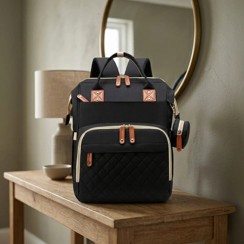 3-in-1 Diaper Backpack with Foldable Baby Bed - Multiple Compartments
