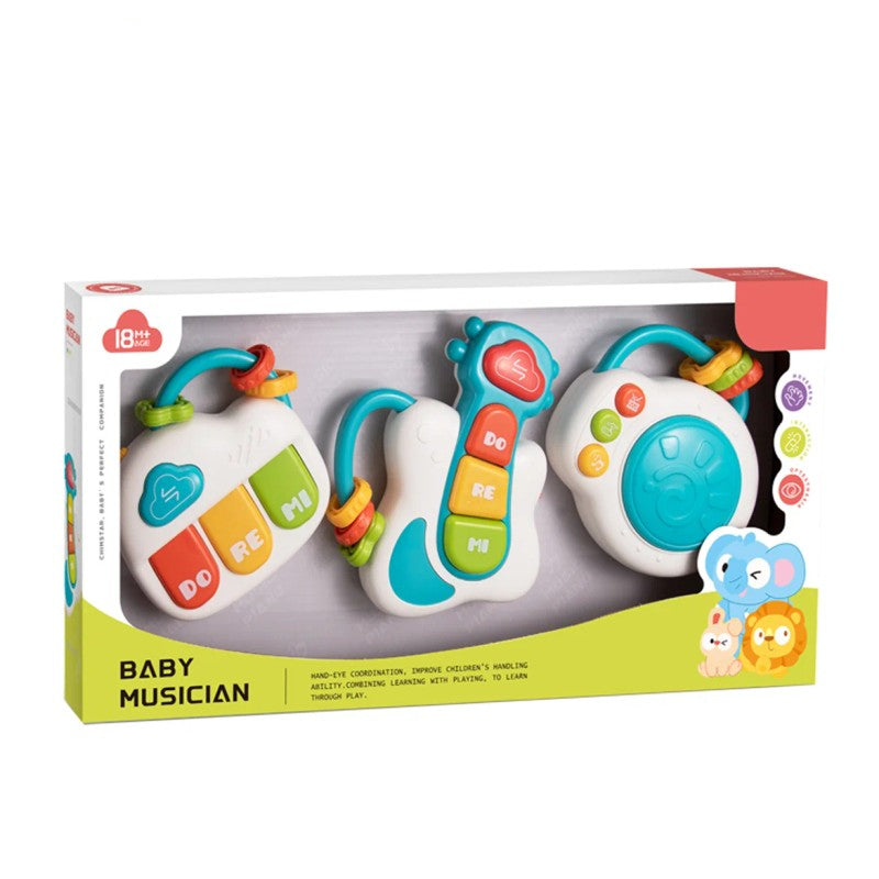 3-Piece Baby Musical Toy Set - Piano, Guitar and Hand Drum