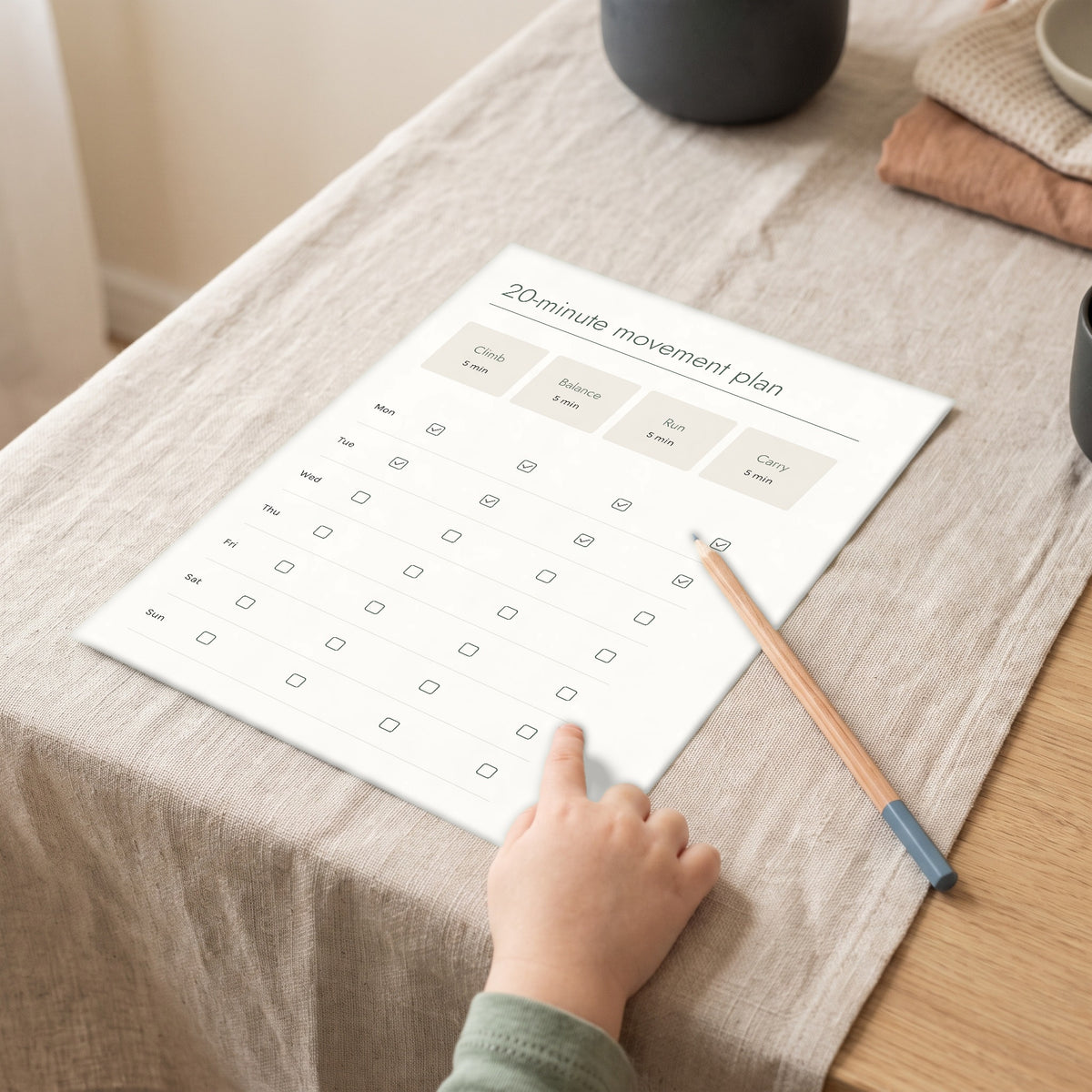 Printable from Move, Climb, Balance: 20-minute movement plan