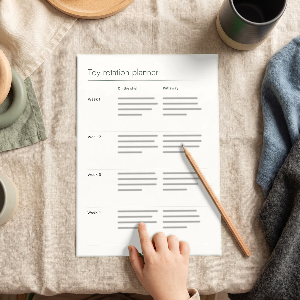 Printable from Play Alone, Play Well: Toy rotation planner