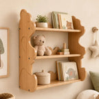 3-Tier Floating Wall-Mounted Shelf - Bear-Shaped Panels