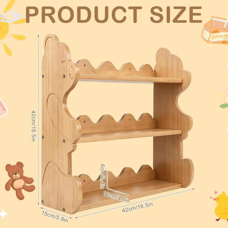 3-Tier Floating Wall-Mounted Shelf - Bear-Shaped Panels