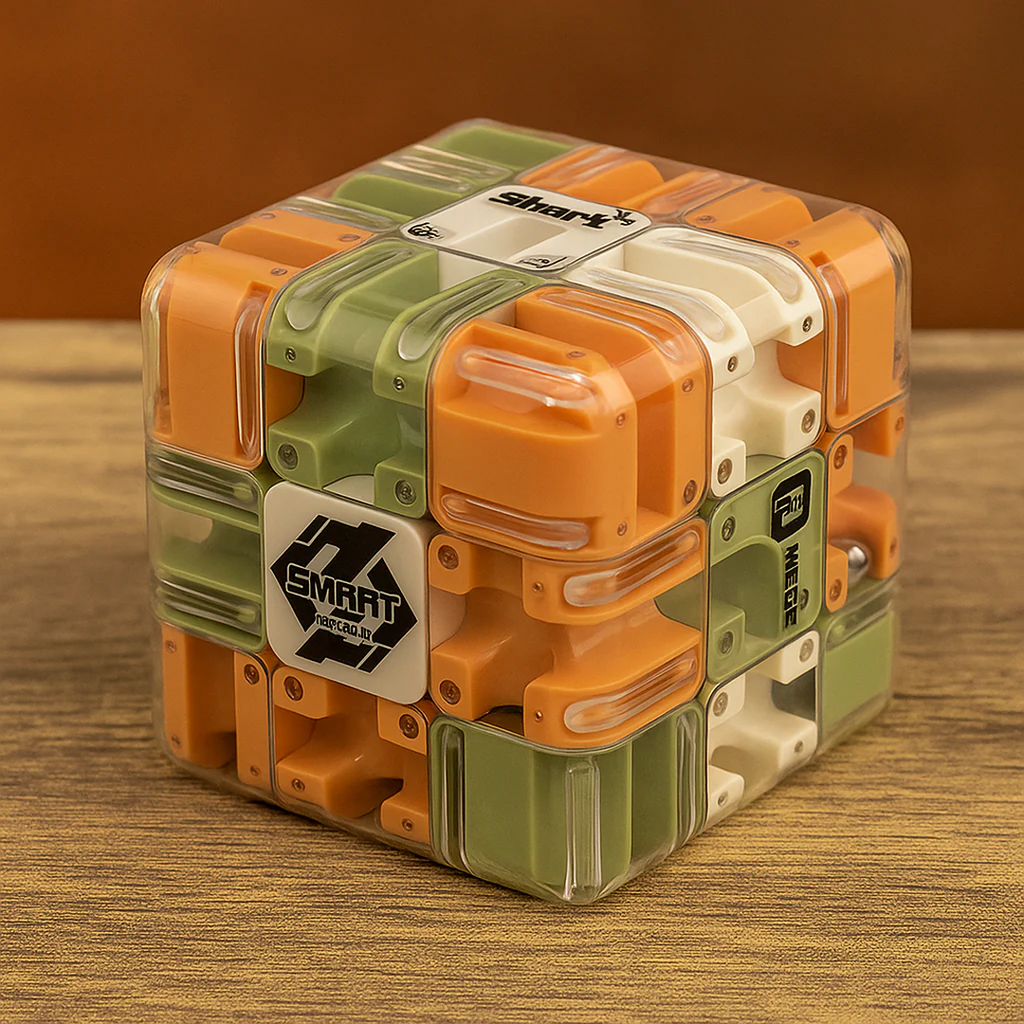 3D Maze Cube Toy with Internal Ball Track