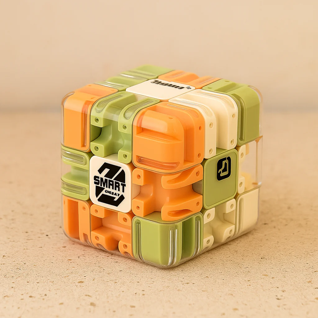 3D Maze Cube Toy with Internal Ball Track