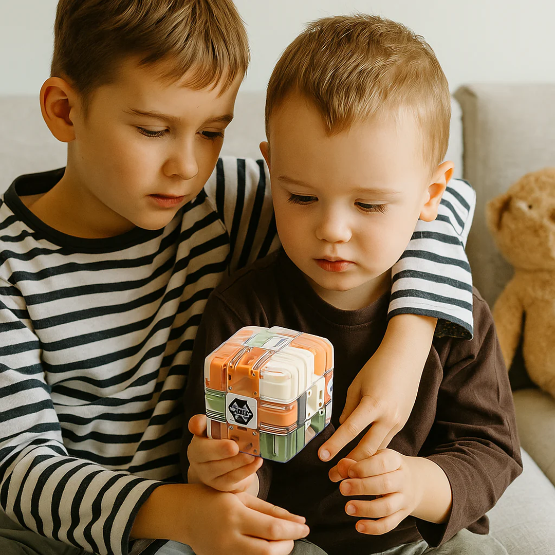 3D Maze Cube Toy with Internal Ball Track
