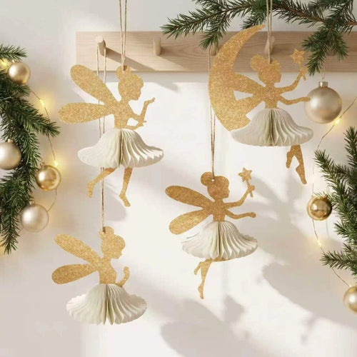 3D Honeycomb Paper Fairy Ornament - Green