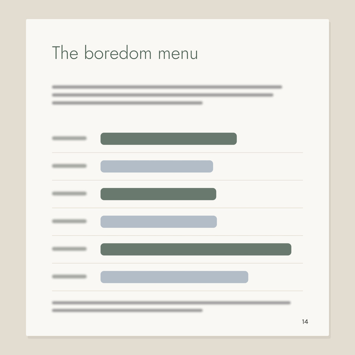 Inside page from Less Screen, More Play: The boredom menu