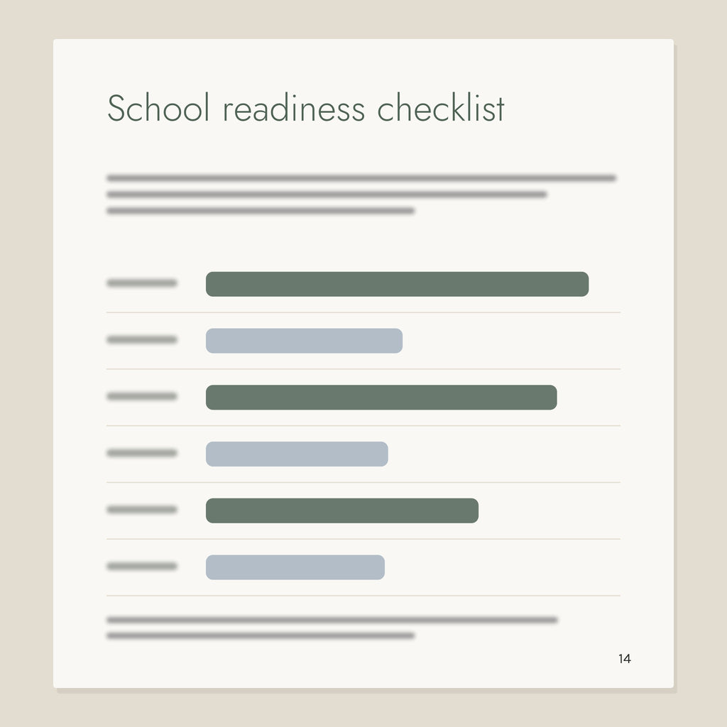 Inside page from Ready for School: School readiness checklist