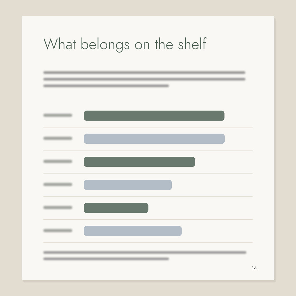 Inside page from Montessori at Home: What belongs on the shelf