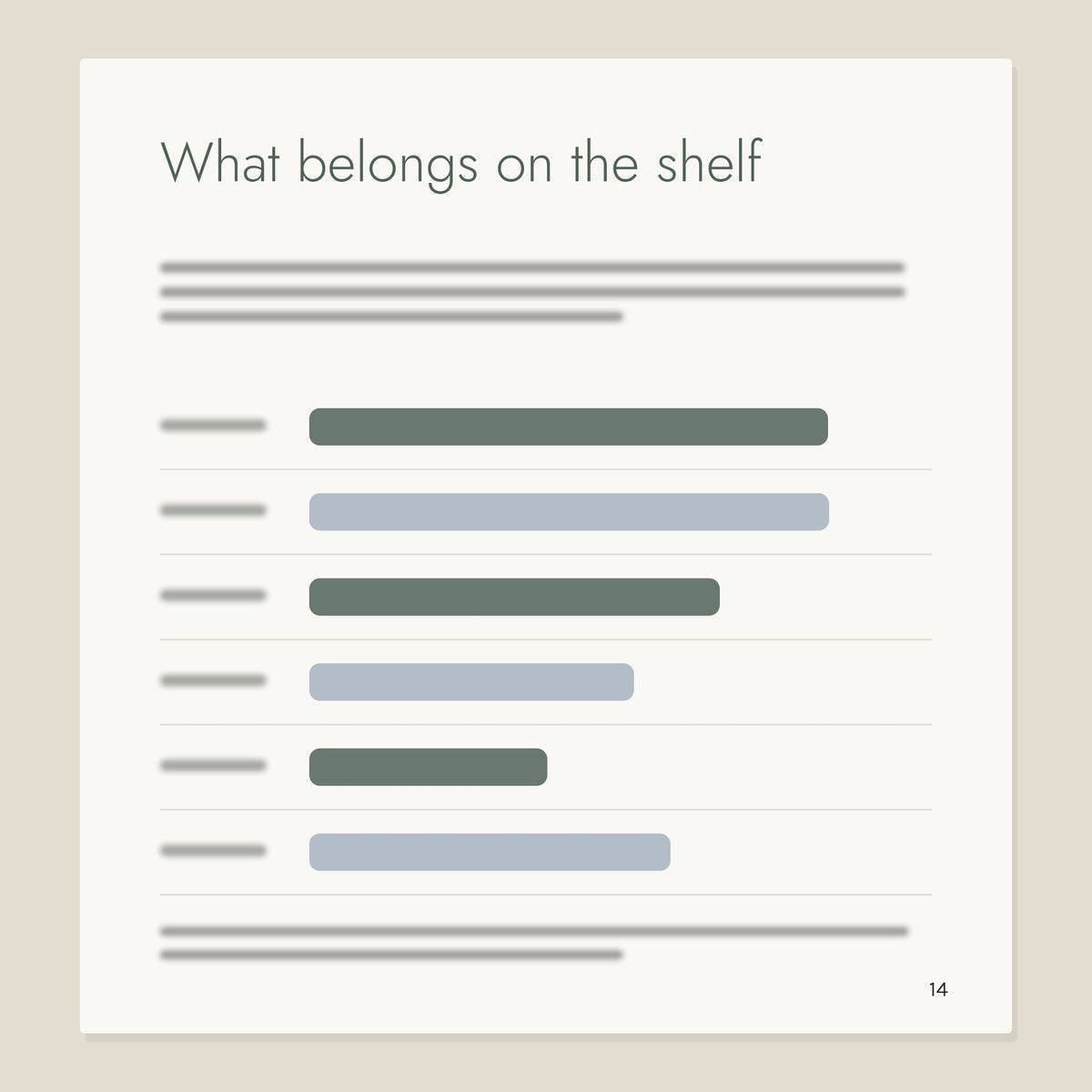 Inside page from Montessori at Home: What belongs on the shelf
