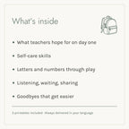 What's inside the Ready for School e-book: five chapters and three printables