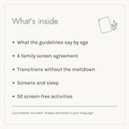 What's inside the Less Screen, More Play e-book: five chapters and three printables