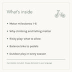 What's inside the Move, Climb, Balance e-book: five chapters and three printables