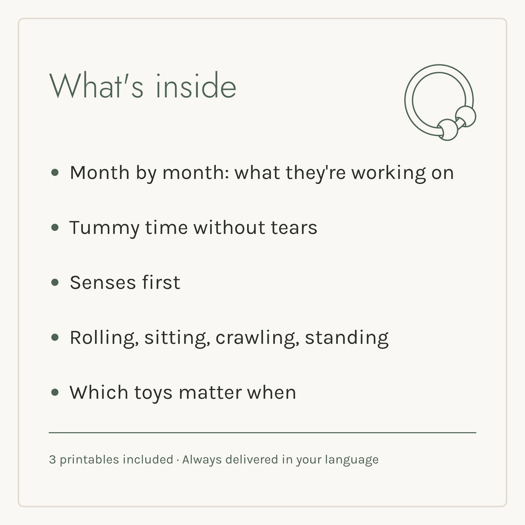 What's inside The First Year, Month by Month e-book: five chapters and three printables