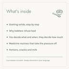 What's inside the First Bites to Family Meals e-book: five chapters and three printables