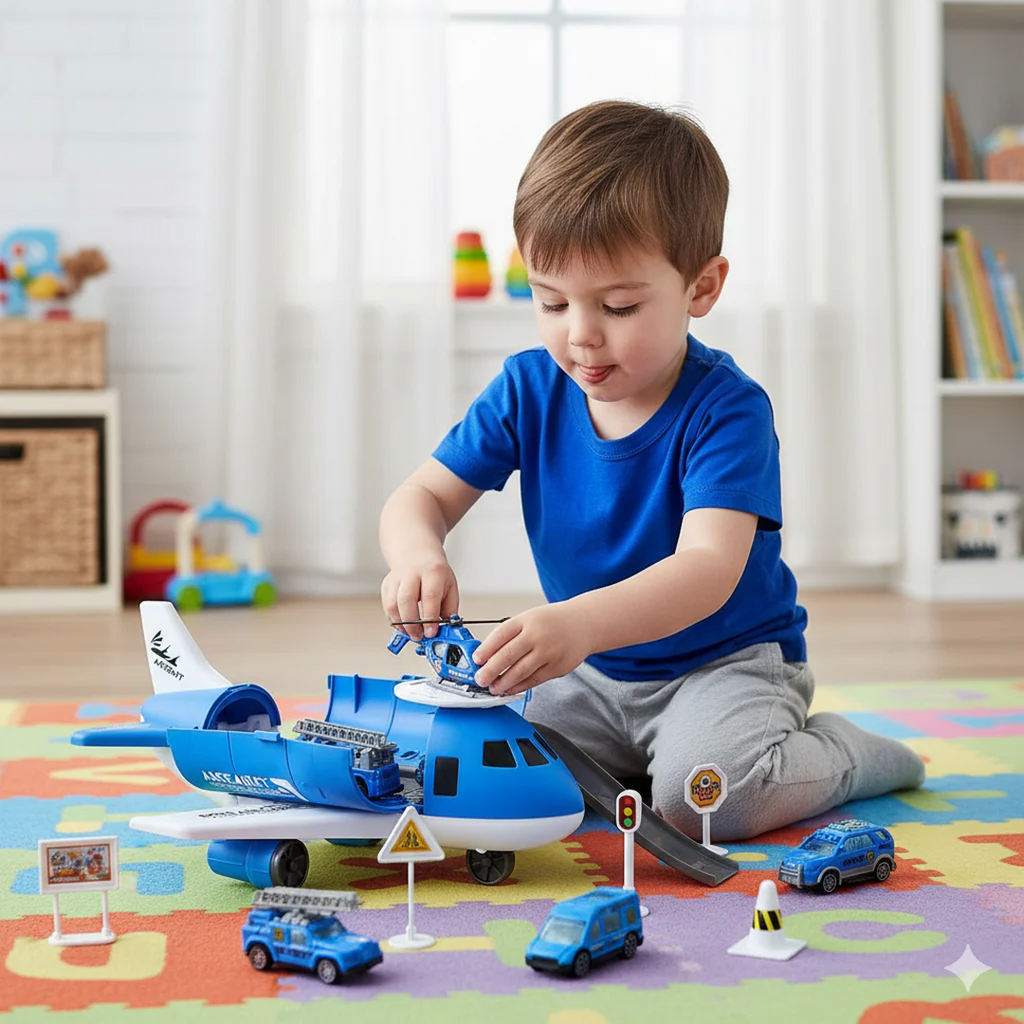 Aircraft Play Set with Vehicles and Accessories