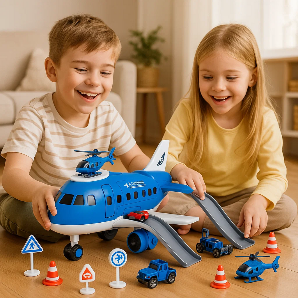 Aircraft Play Set with Vehicles and Accessories