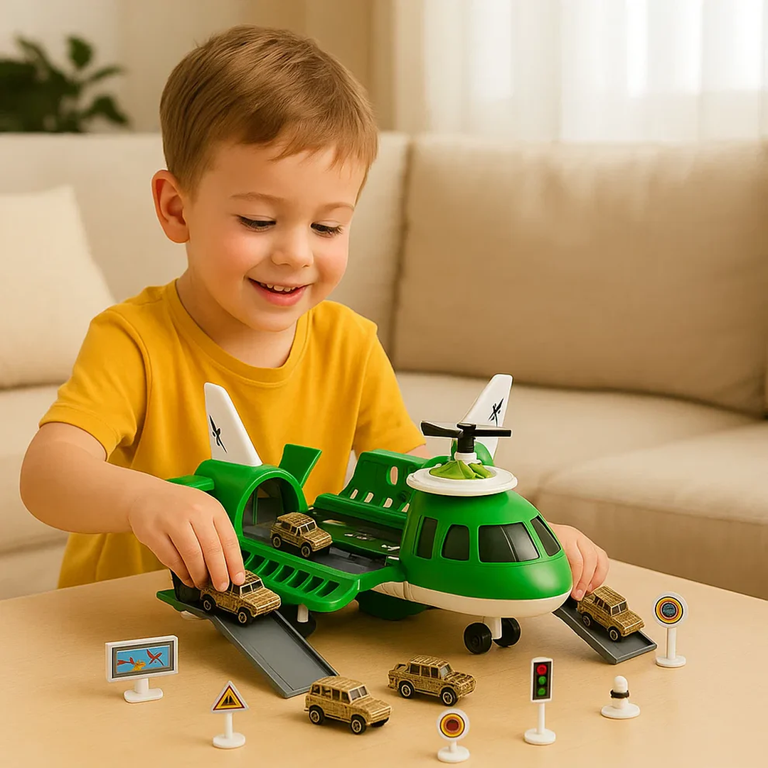 Aircraft Play Set with Vehicles and Accessories