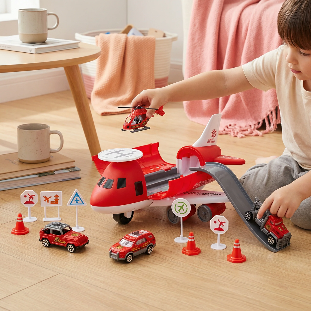 Aircraft Play Set with Vehicles and Accessories