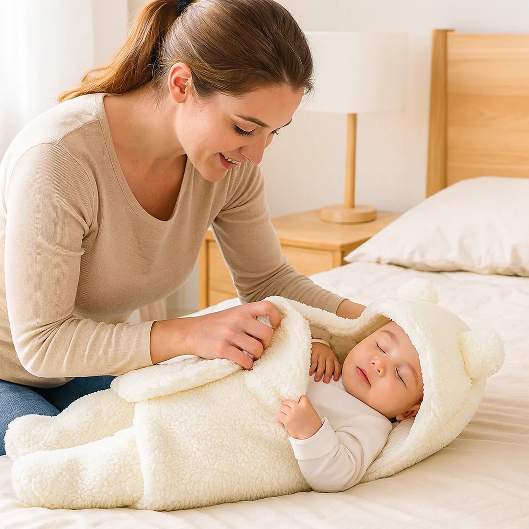 Baby Swaddle Blanket with Hood – Soft Newborn Wrap Sleeping Bag