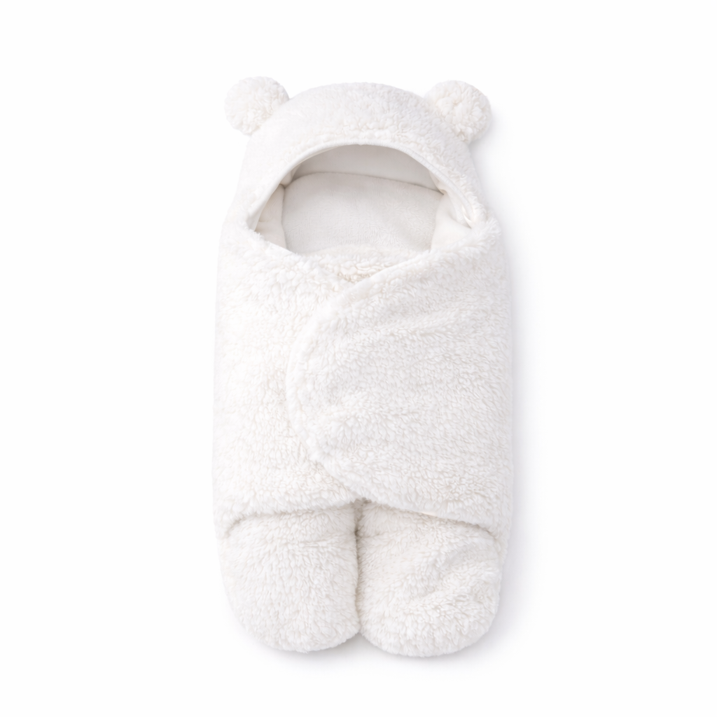 Baby Swaddle Blanket with Hood – Soft Newborn Wrap Sleeping Bag