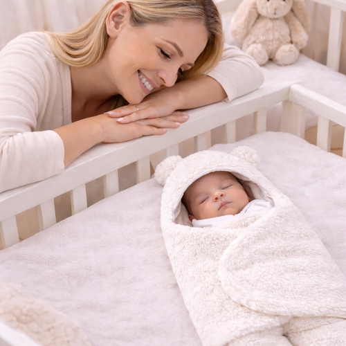 Baby Swaddle Blanket with Hood – Soft Newborn Wrap Sleeping Bag