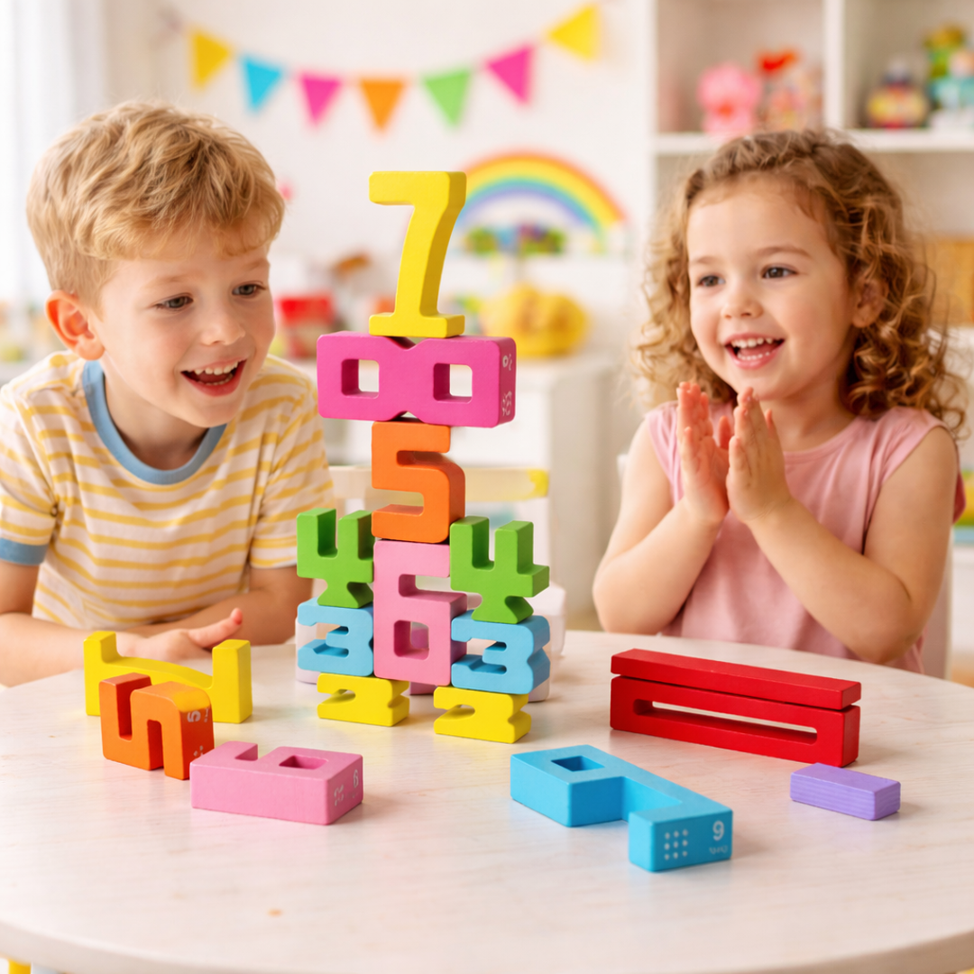 Wooden Number Balance Blocks Set