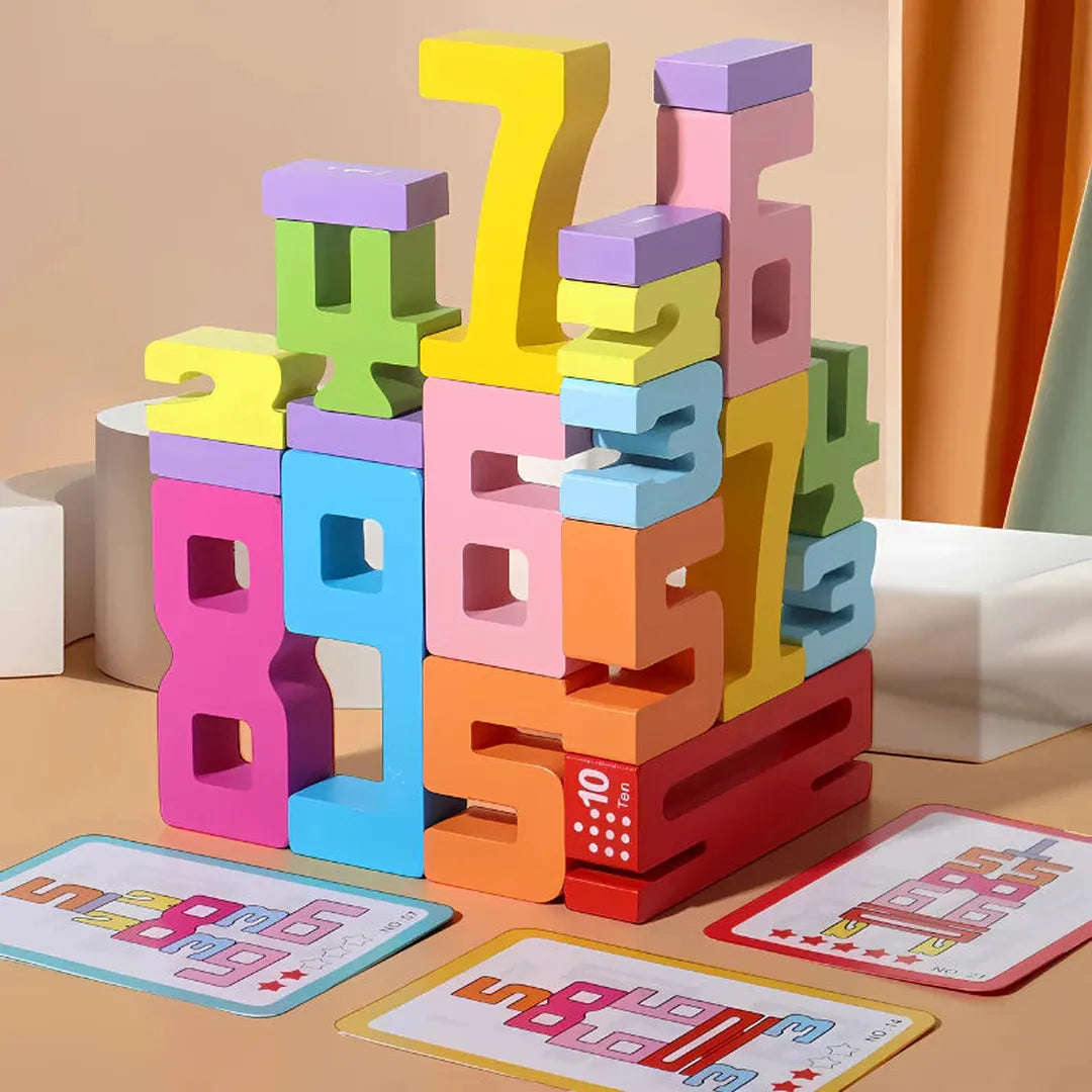 Wooden Number Balance Blocks Set