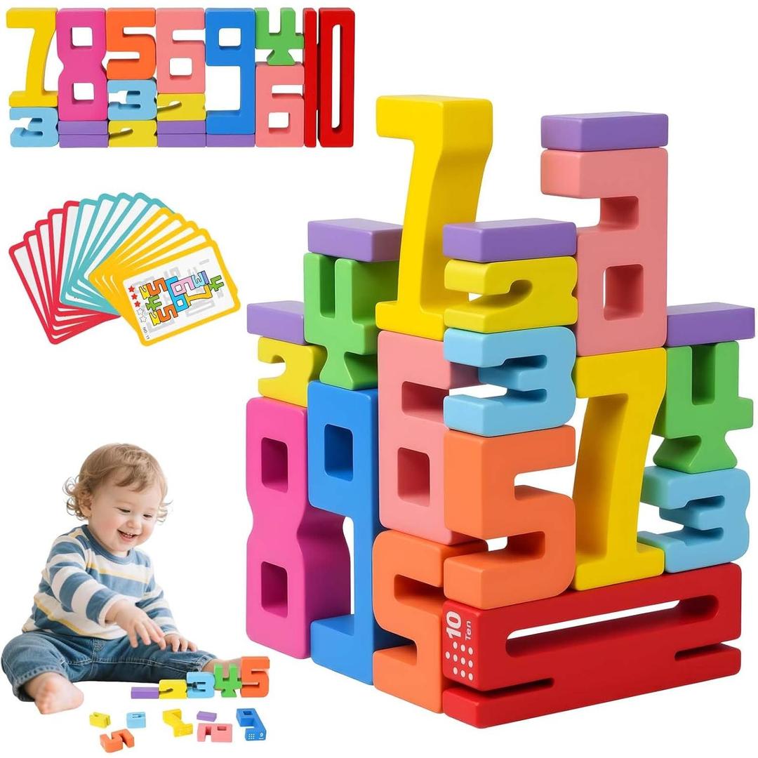 Wooden Number Balance Blocks Set