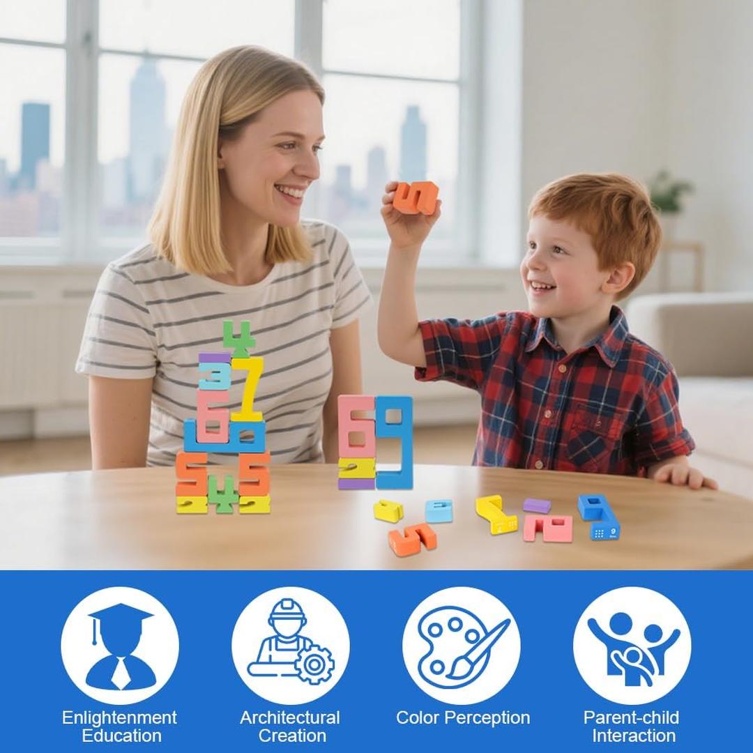 Wooden Number Balance Blocks Set