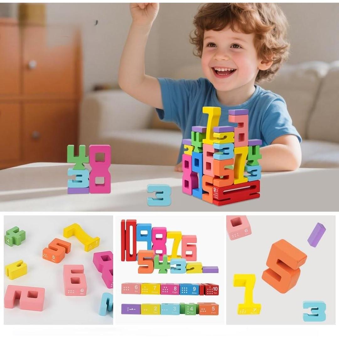 Wooden Number Balance Blocks Set