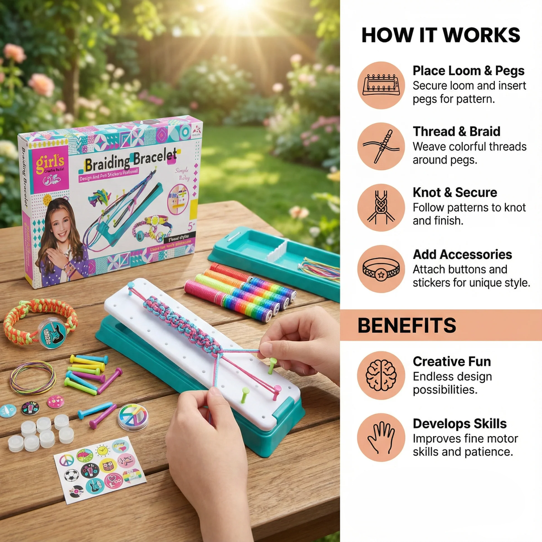 Bracelet Braiding Kit with Manual Weaving Board