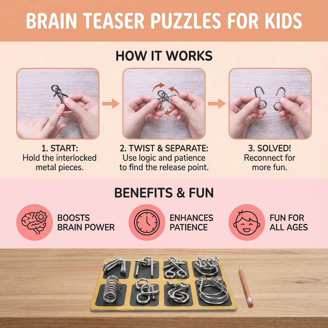 Metal Brain Teaser Puzzle Set