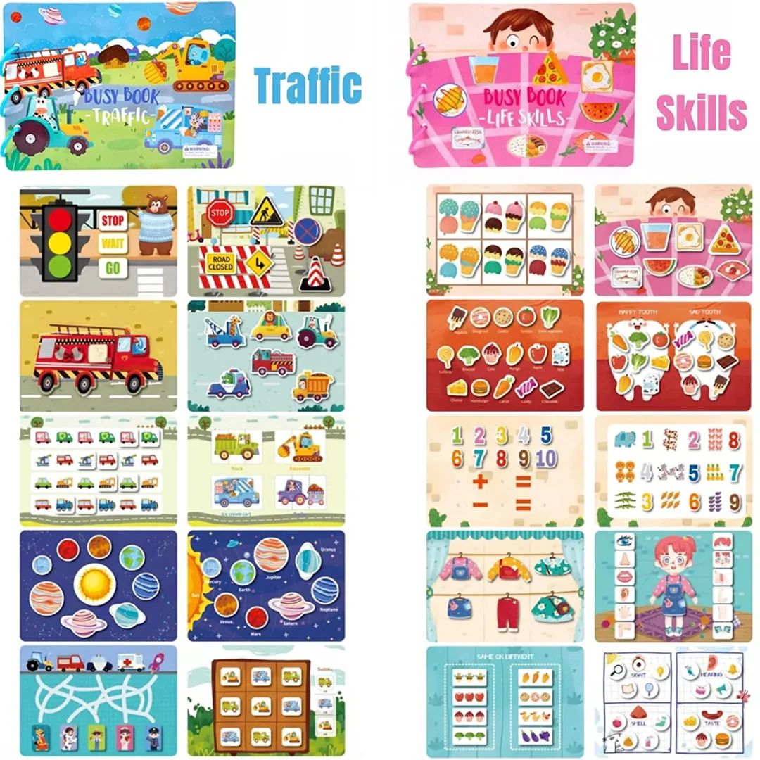 Montessori Busy Book with Removable Velcro Pieces