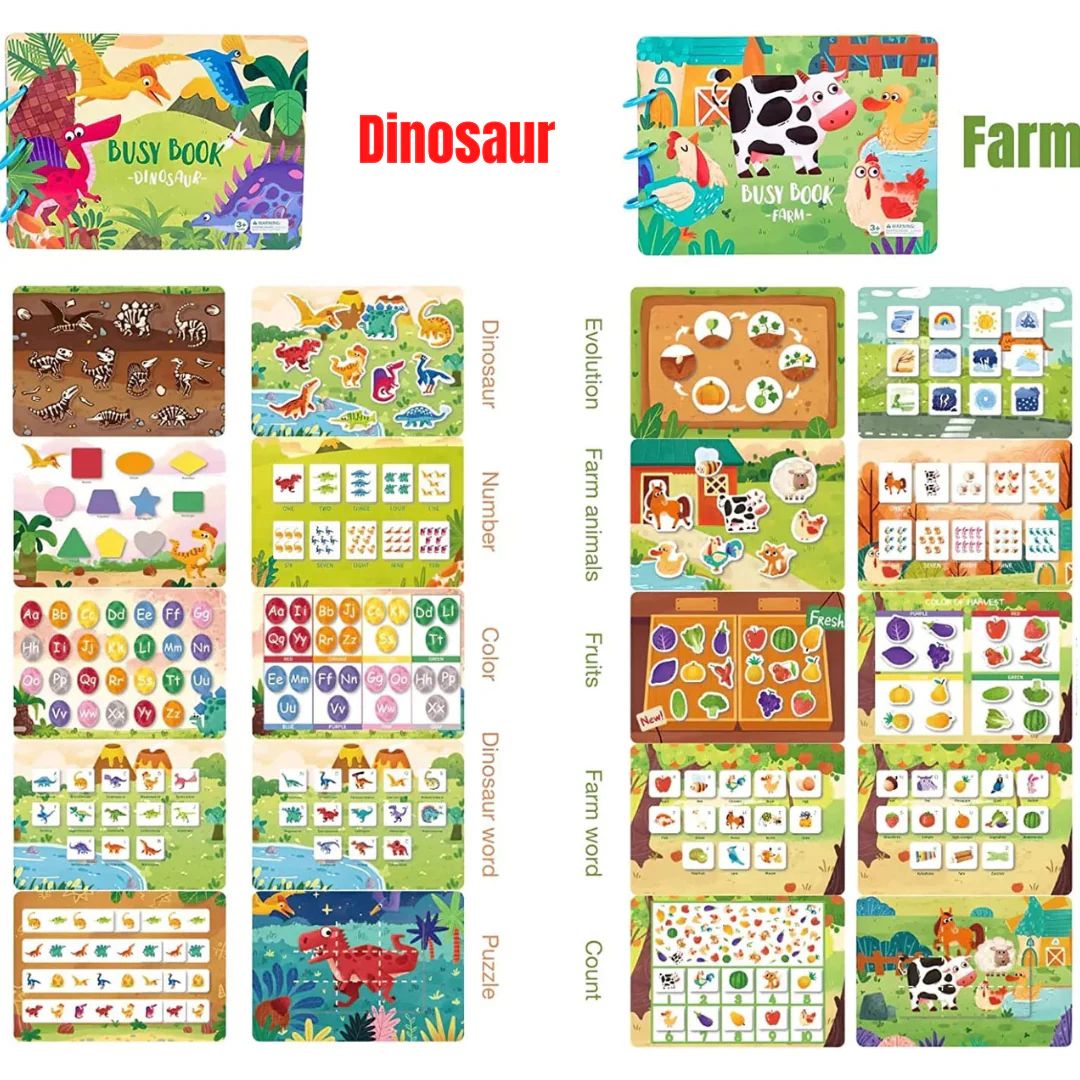 Montessori Busy Book with Removable Velcro Pieces