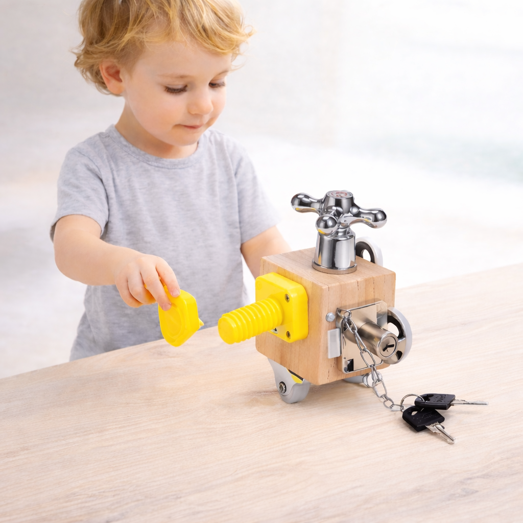 Montessori Busy Cube Wooden Activity Toy for Toddlers