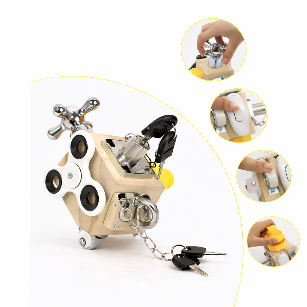 Montessori Busy Cube Wooden Activity Toy for Toddlers