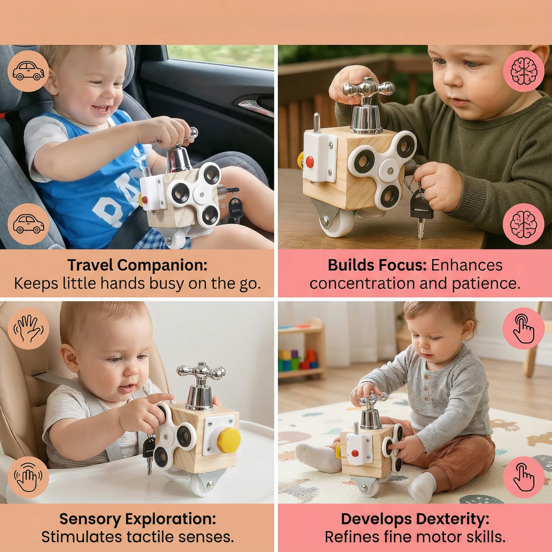 Montessori Busy Cube Wooden Activity Toy for Toddlers