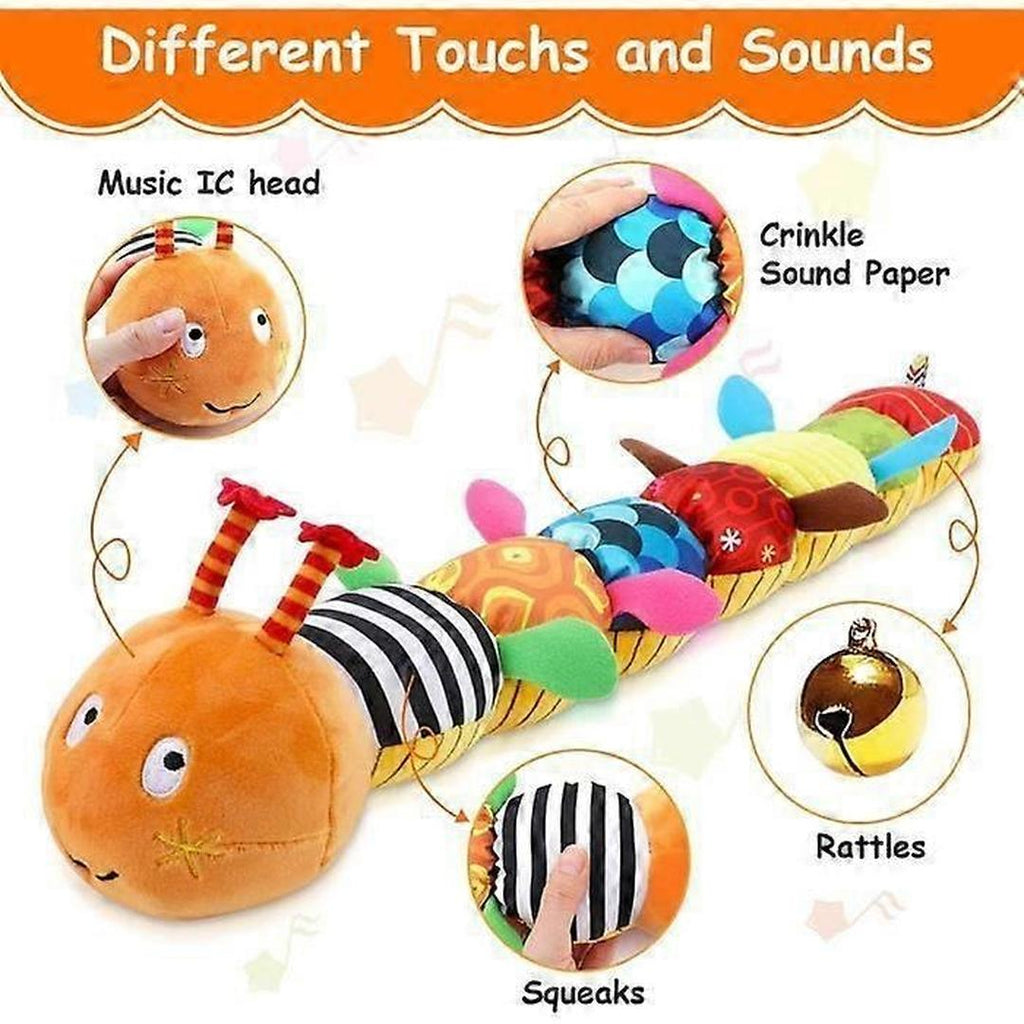 Plush Caterpillar Rattle Toy with Built In Music Module