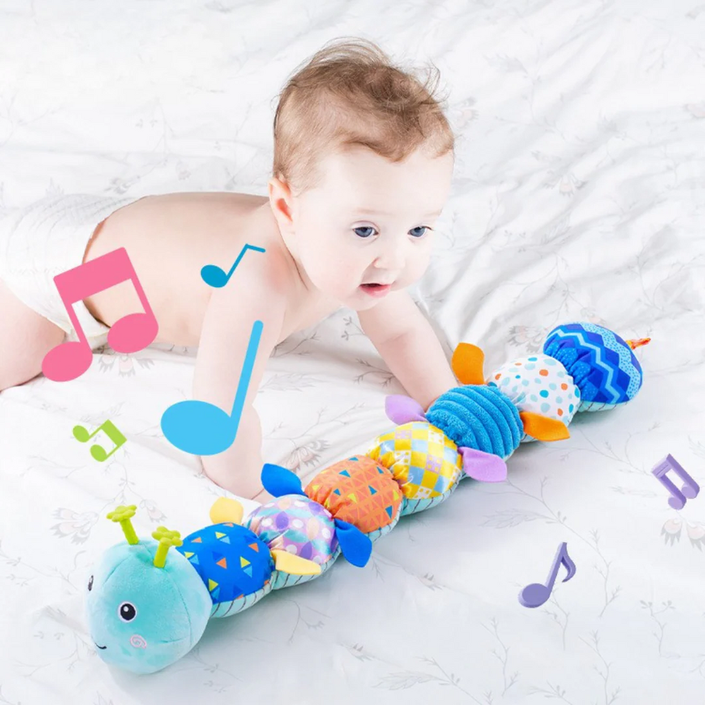 Juguete sonajero de oruga de peluche con módulo musical integrado