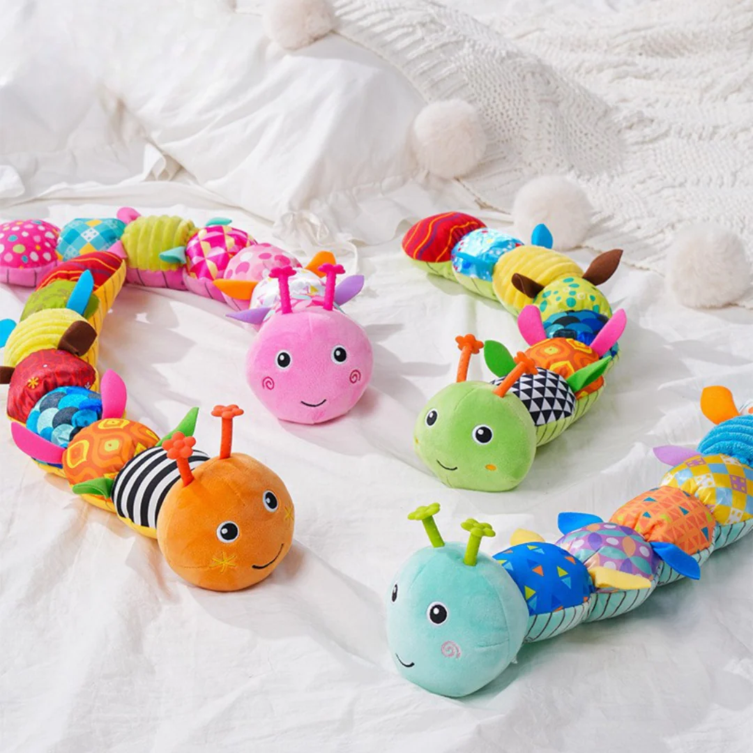 Plush Caterpillar Rattle Toy with Built In Music Module