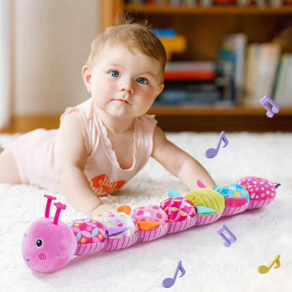 Plush Caterpillar Rattle Toy with Built In Music Module
