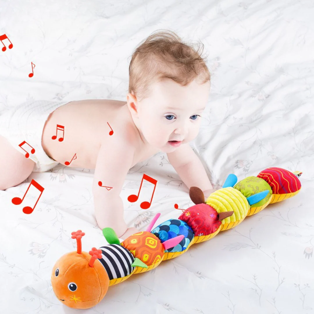Plush Caterpillar Rattle Toy with Built In Music Module